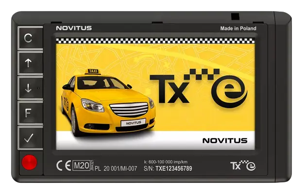 Model taksometru Novitus TXE z czytelnym ekranem